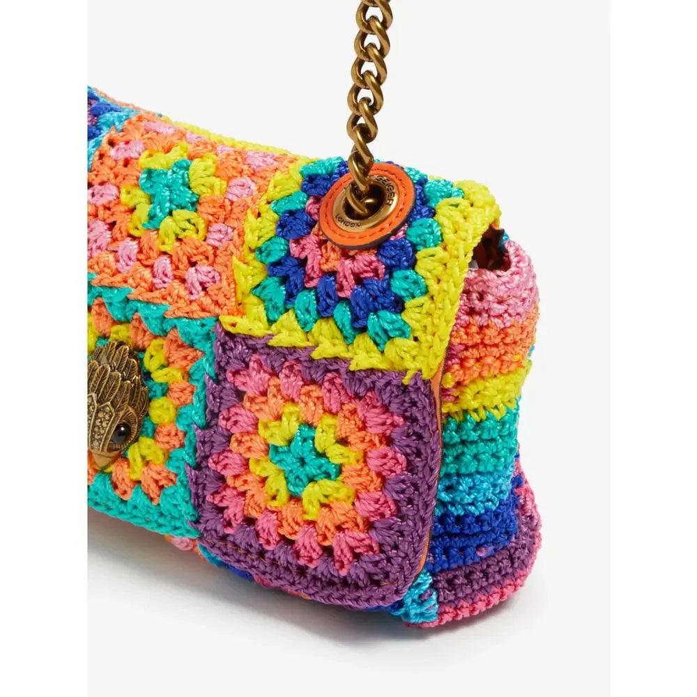 Kurt Geiger London Kensington Rainbow Mini Crochet Shoulder Bag Granny Square